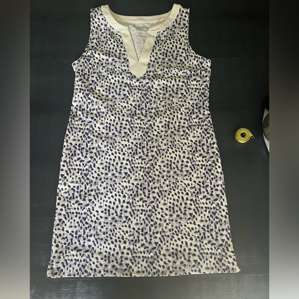 Tommy Bahama Cream and Blue Patterned Mini Dress